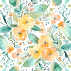 Watercolour floral pattern in spring colours