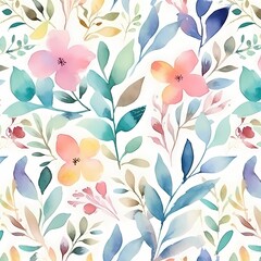 Watercolour floral pattern in spring colours