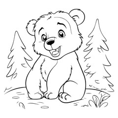 bear, cartoon, vector, for coloring