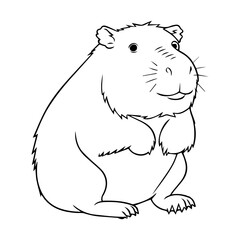 capybara, cartoon, vector, for coloring