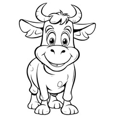 bull, cartoon, vector, for coloring