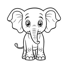elephant, cartoon, vector, for coloring