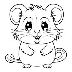 hamster, cartoon, vector, for coloring