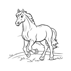 horse, cartoon, vector, for coloring