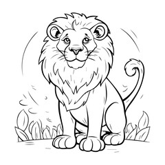 Fototapeta premium lion, cartoon, vector, for coloring