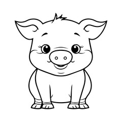 pig, cartoon, vector, for coloring