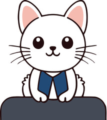 Funny cat and adorable kitten character vector design with flat color in white background suitable for sticker, cartoon and print design.