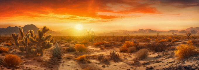 sunset in the desert fields