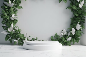 Fototapeta na wymiar 3D render white podium for whitening beauty Generative, Ai