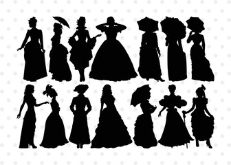 Victorian Woman SVG Cut Files | Victorian Woman Silhouette | Victorian Lady Svg | Victorian Svg | Victorian Woman Bundle