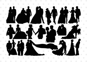 Wedding Couple SVG Cut Files | Wedding Couple Silhouette | Bride And Groom Svg | Wedding Svg | Wedding Couple Bundle