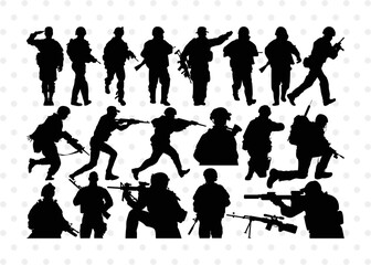 Soldiers SVG Cut Files | Soldiers Silhouette | Military Svg | Army Svg | Guns Svg | Soldiers Bundle