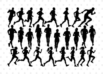 Fototapeta na wymiar Running SVG Cut Files | Running Silhouette | Runner Svg | Run Svg | Running Man Svg | Running Bundle