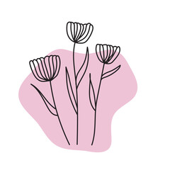 Cute hand drawn doodle flower. Hand drawn vector illustration.
