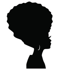 silhouette of a person with a hair afro