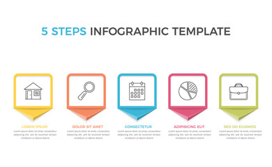 Infographic template with 5 steps with icons and place for your text