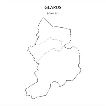 Vector Map of the Canton of Glarus with the Administrative Borders of Municipalities (Gemeinde) as of 2023 - Switzerland