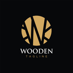 Flat logotype golden wood