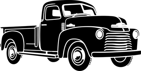 silhouette of old pickup truck