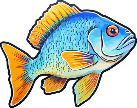Fish clipart. Illustration picture. Colorful goldfish
