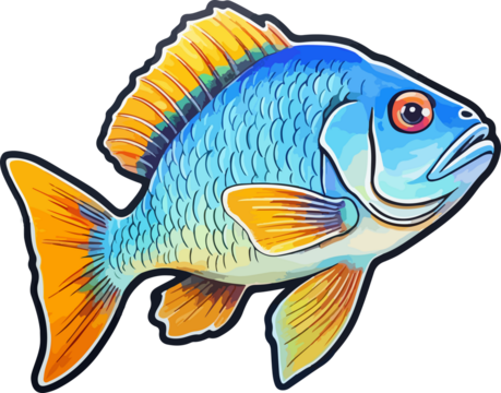 Fish clipart. Illustration picture. Colorful goldfish
