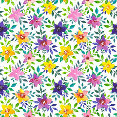 Seamless floral pattern with bright abstract flowers