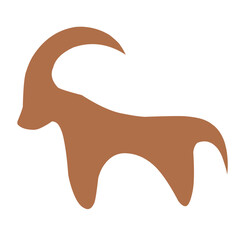 Stylised real kazakh petroglyphs of animals and hunters with pattern