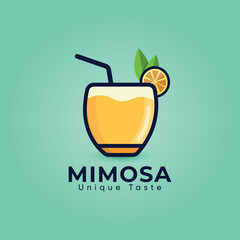 Best Illustration Drink Vector Premium Mimosa Logo For Foods Company Mimosa Drink Unique Taste. 
Illustration With Premium Vector Design. Cup, And Background.