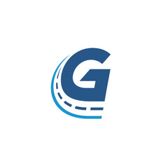 initial G combined with road icon, logo template for trucking service.