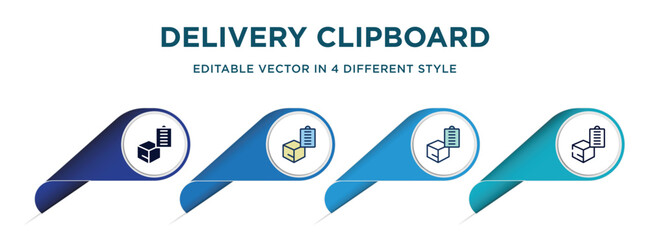 delivery clipboard icon in 4 different styles such as filled, color, glyph, colorful, lineal color. set of vector for web, mobile, ui