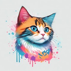 Graphic vector of a cute cat, Generative Ai illustration.