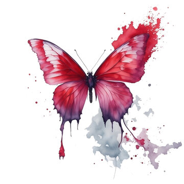 Red Butterfly On White Background