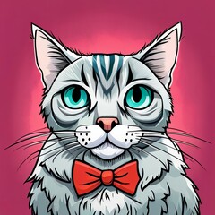漫画イラストの猫の顔,Generative AI AI画像