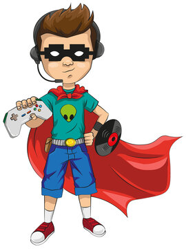 child superhero cartoon  geek pride friki gamer illustration