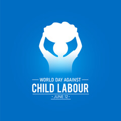 World day against child labour is observed every year in june 12. Vector template for banner, greeting card, poster with background. Vector illustration.