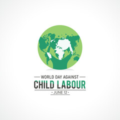 World day against child labour is observed every year in june 12. Vector template for banner, greeting card, poster with background. Vector illustration.