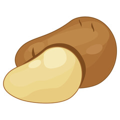 Halved and full open potato illustration