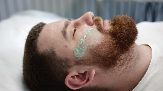 Professional skincare treatment specifically designed for men includes a grooming routine, hair removal services. Laser depilation is performed on the beard contour to achieve a smooth and clean look.
