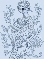 A peacock on a branch coloring page 