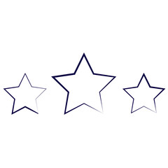 Three stars of different thickness. Vector
