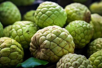 Fototapeta premium A background photo of custard apple, Generative AI