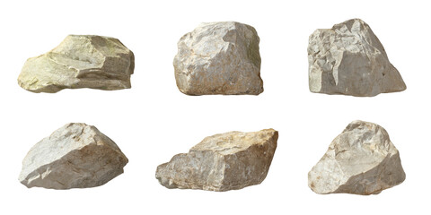 Realistic stones shapes cutout backgrounds 3d rendering png - obrazy, fototapety, plakaty