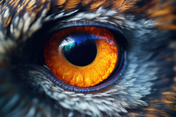 Closeup of an owl's eye, Generative AI - obrazy, fototapety, plakaty