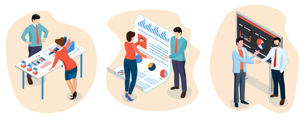 Business report, document with paper and digital. Charts graphs on a paper or screen.