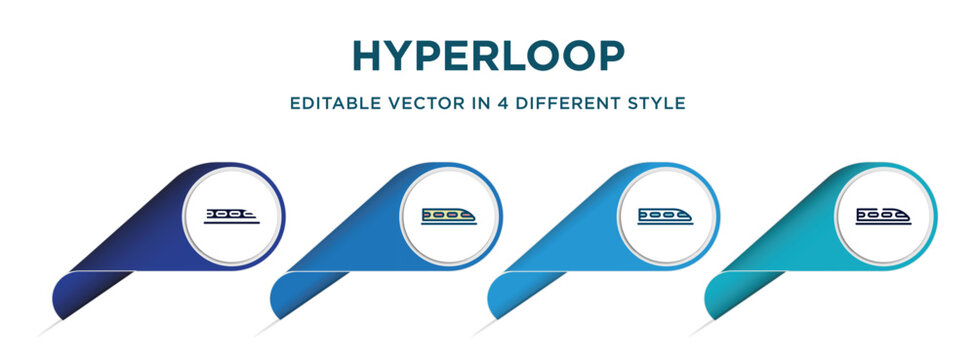 hyperloop icon in 4 different styles such as filled, color, glyph, colorful, lineal color. set of vector for web, mobile, ui