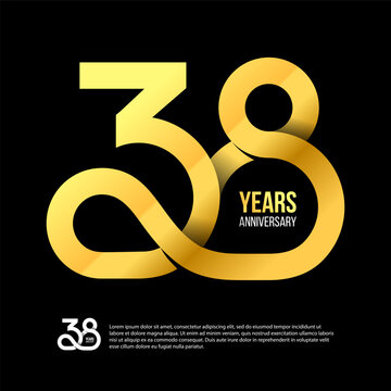 33 Th Anniversary Numbers Modern Gold Concept Logo. 33 Years Logotype. 33 Years Design Template. Vector Illustration