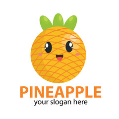 vector round shaped orange pineapple smiling