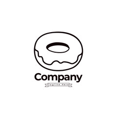 Best Minimal Logo For A Donuts With A Glaze On It. Donuts Vector Icon Logo Clip Art. Donuts Black Color With Line Art, Icon Donuts Food With White Background.