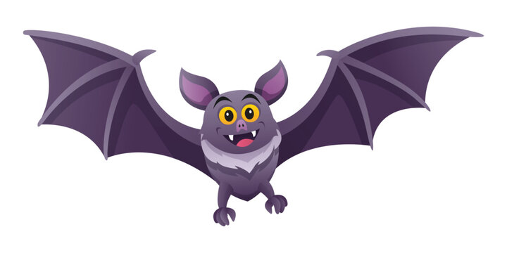 Cartoon bat flying illustration isolated on white background