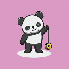 Cute panda playing yoyo cartoon illustration